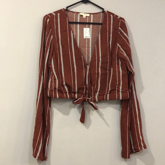 Strip Crop Shirt - Picture 1 of 4